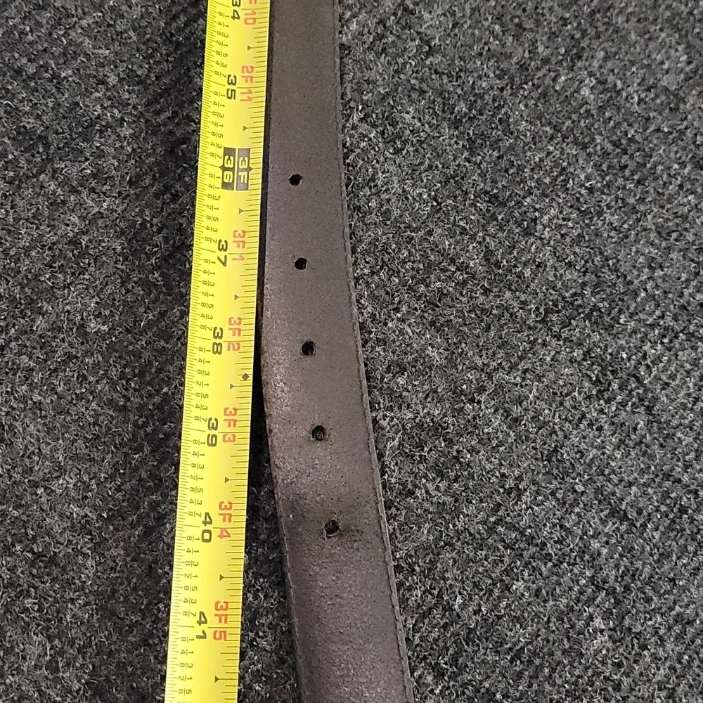 Brown Dress Belt Synthetic Crazy Horse Finish Leather‎ Lining Brass Buckle 38